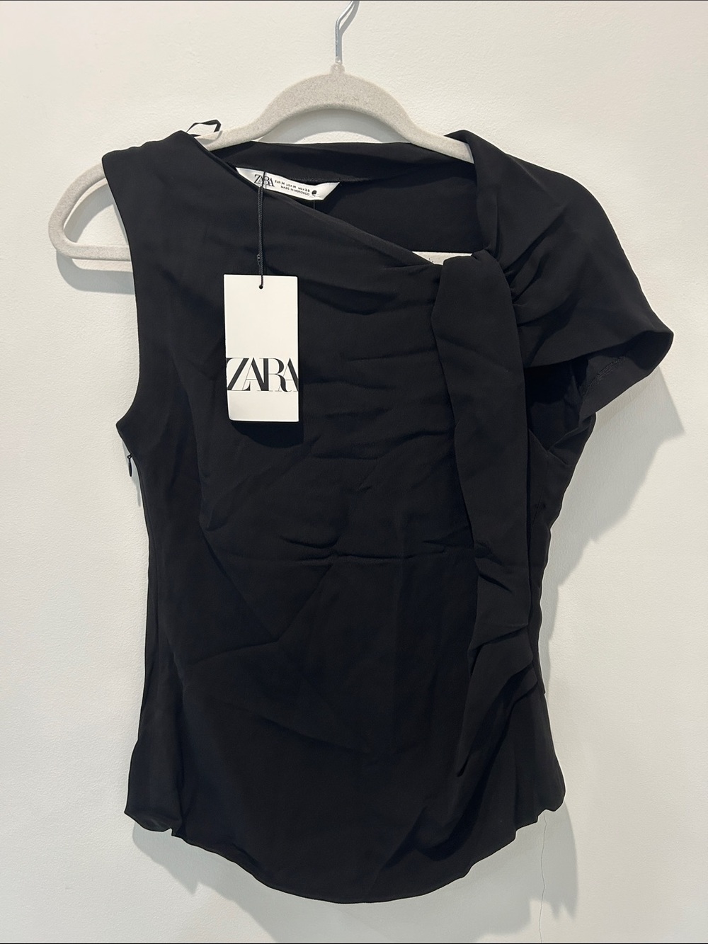 Zara Black Sleeveless Draped Knot Neck Camisole